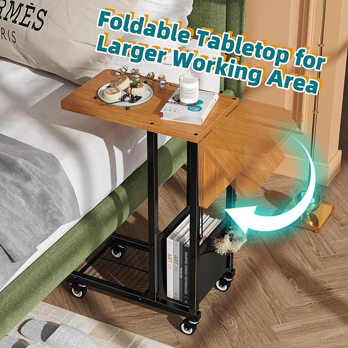Simple Trending C Shaped End Table, Folding TV Tray Couch Side Table - Image 5