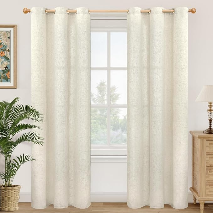 YoungsTex Beige Linen Curtains 84 Inches Length 2 Panels by YoungsTex