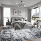 5x7 Area Rug Living Room: Modern Washable Soft Carpet Dark Black | - Image 4