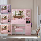 Makeup Vanity with Lights & Charging Station, Vanity Desk with Mirror & Lights - Image 7