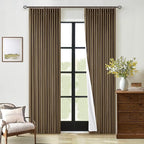 Dutch Cocoa Pinch Pleated Full Blackout Curtains Linen Blend 80 Inches Long | - Image 7