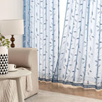 MIULEE Dusty Blue Sheer Curtains 2 Panels Leaf Patterned, W52 x L84 | - Image 3