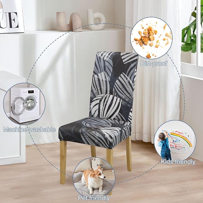 BIETYONE Stretch Dining Chair Covers Set of 2, Soft Removable Washable Kitchen - Image 6