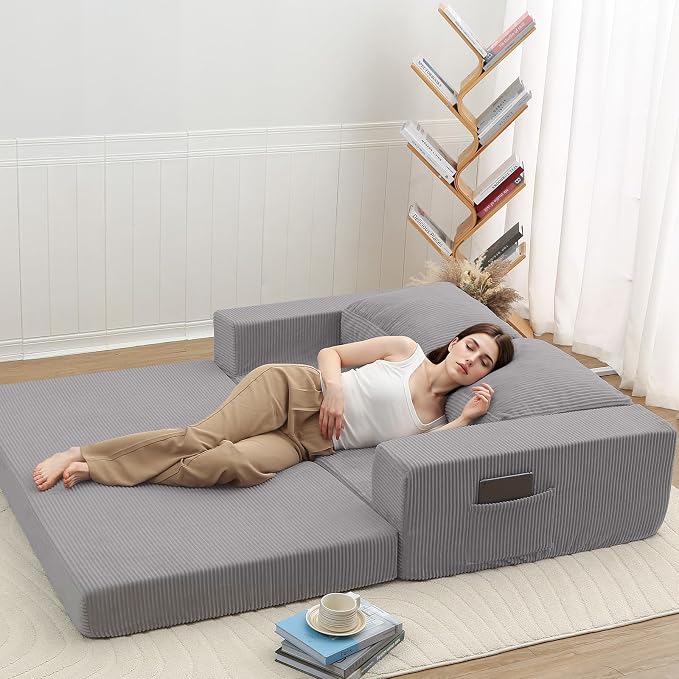 COMAX Convertible Sofa Bed Queen, Folding Fold Out Couch Bed, Floor Futon Couch - Image 4