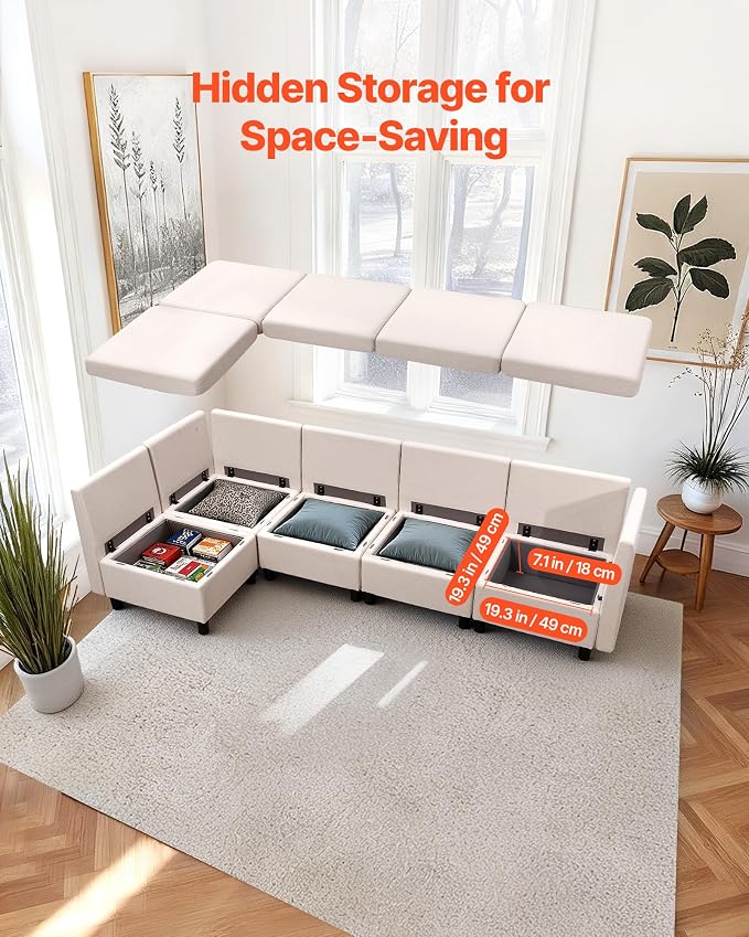 VEVOR Modular Sectional Sofa, Modern 5-Seater Modular Sofa - Image 3