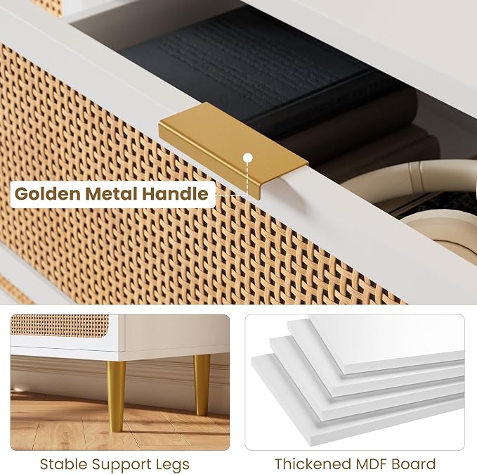 GarveeHome Rattan 5 Drawer Dressers - Image 8
