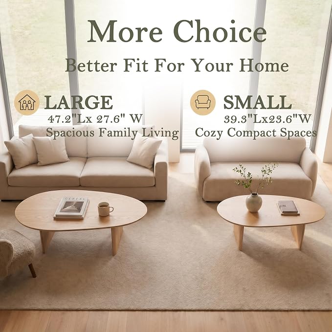 Honyee Oval Coffee Table, 47.2" Wood Coffee Table - Image 6