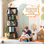 Aheaplus Rotating Bookshelf, 360 Display Wood Spinning Bookshelf Tower - Image 5