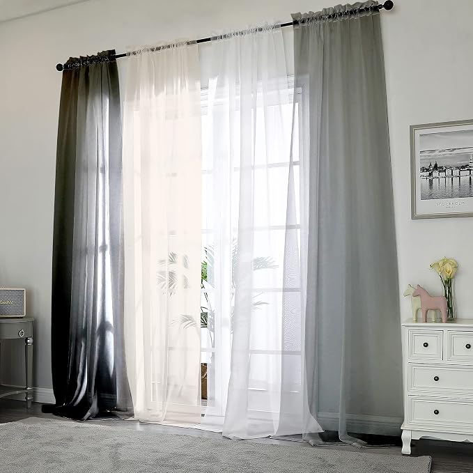 Chyhomenyc White Sheer Curtains 108 Inch Length 2 Panels Set | Extra Long - Image 7