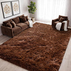 Amdrebio Chocolate Brown Furry Area Rug 5x7 by Amdrebio