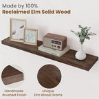 Floating Shelves for Wall Decor, 8 Inch Deep Rustic Solid Elm Wood Floating - Image 3
