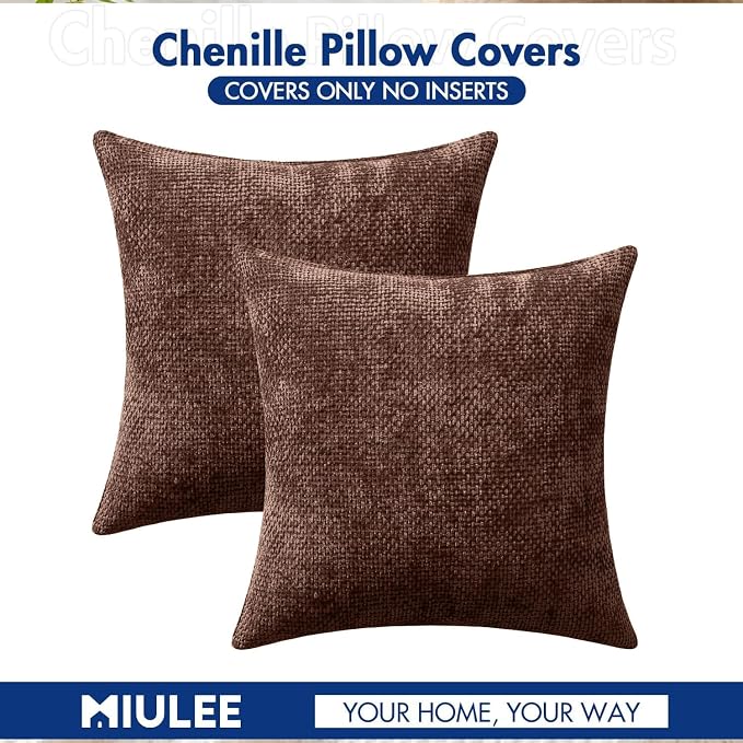 MIULEE Decorative Couch Throw Pillow Covers 18x18 in Red Brown 2 Pack | Modern - Image 7