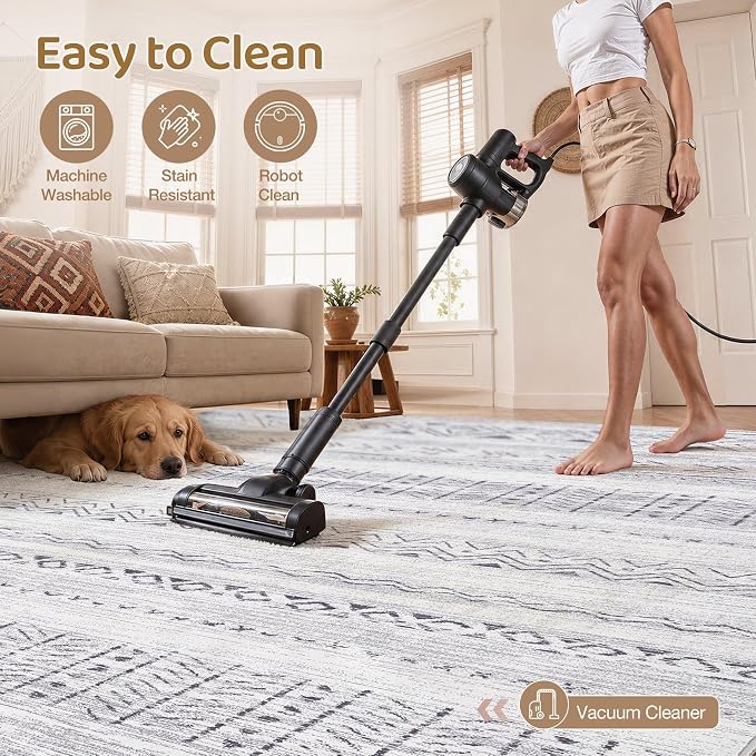 cotiled Boho 10x14 Area Rug for Living Room: Large Moroccan Washable Rug | - Image 2
