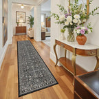 Grey Floral Hallway Runner Rug 2x10 - Image 4