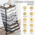 Rolling Storage Cart with 8 Drawers, Utility Cart on Wheels with Wooden Tabletop - Image 8