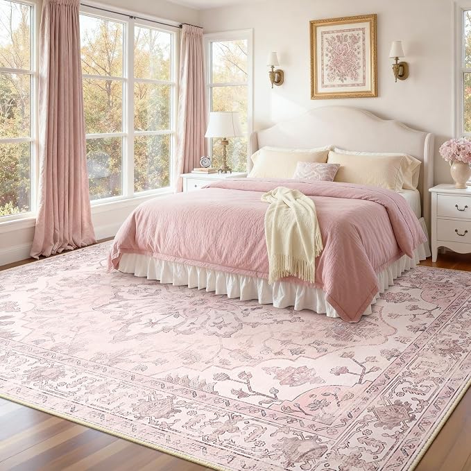 RELEANY Washable Area Rug, Water Repellent, Pet Friendly, Vintage Floral Boho - Image 3