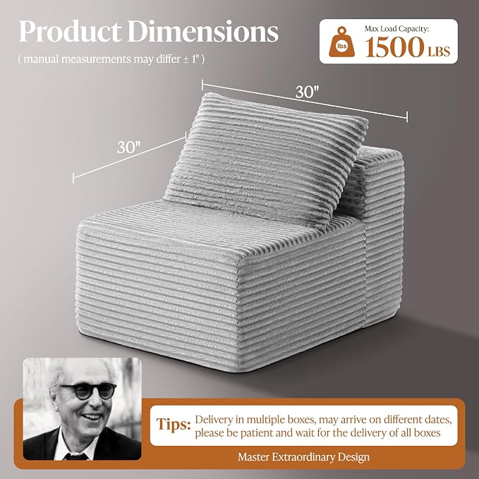 30" Cloud Sectional Couch Single Seat - Image 2