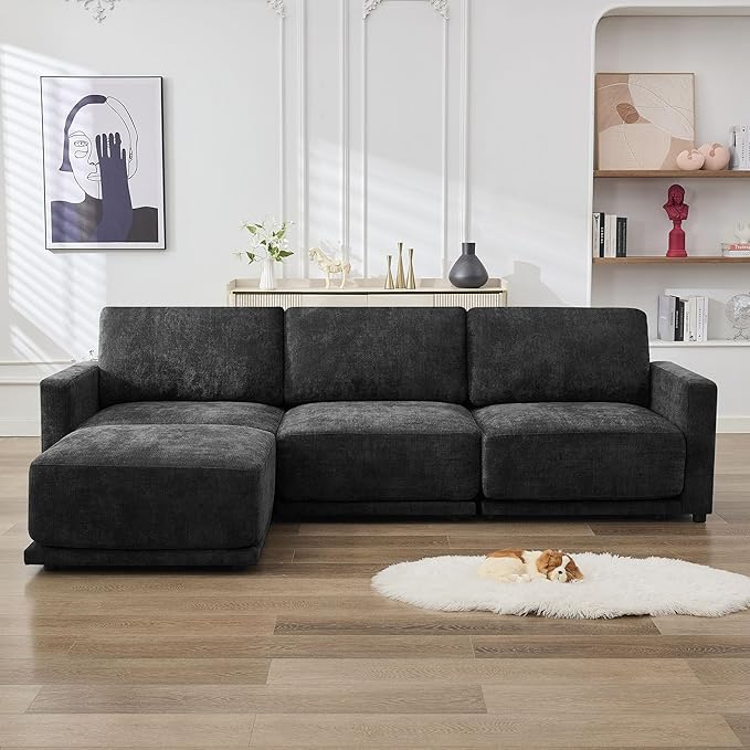 110.6" L Shaped Sectional Sofa, Modular Cloud Deep Seat Couch by CACFTII