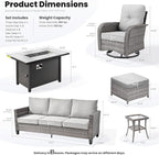 ovios 7 Pieces Patio Furniture Set, Outdoor Wicker Sofa Couch - Image 9
