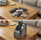 MyGift Rustic Dark Gray Wood Remote Control Holder Organizer Caddy - Image 2