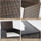 DUMOS 3 Piece Patio Furniture Set, All-Weather Outdoor Wicker Chairs - Image 5