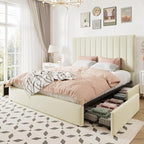 Allewie Queen Size Storage Bed Frame, Vertical Channel Tufted Adjustable - Image 9