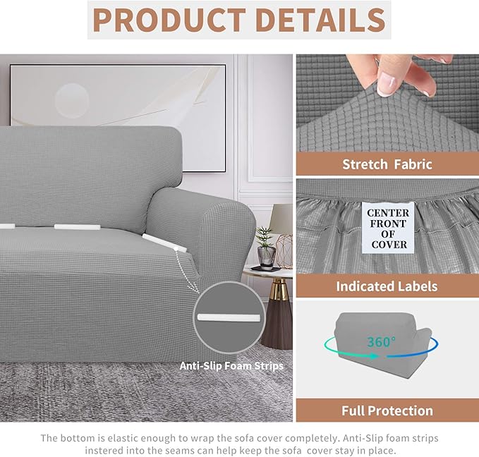 Easy-Going Waterproof Loveseat Couch Cover Stretch Jacquard Sofa Cover | Dual - Image 4