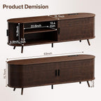 63 inch TV Stand with Power Outlet, Fluted Entertainment Center - Image 2
