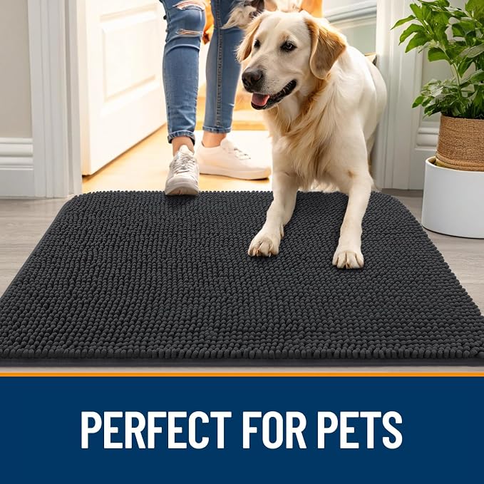 OLANLY Dog Door Mat for Muddy Paws 47x32, Super Absorbent Chenille Mud Mat | - Image 6