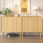 Easyego 63″ Mid Century Modern Sideboard Buffet Cabinet, Natural Wood Accent - Image 8