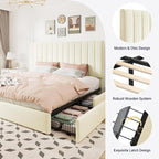 Allewie King Size Storage Bed Frame, Vertical Channel Tufted Adjustable - Image 6