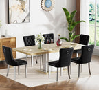 Henf 63"-79" Dining Table Set for 6, 7 Pieces Extendable Dining Table and 6 by Henf