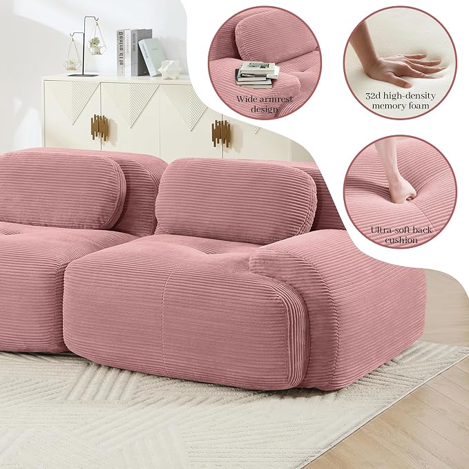 Boneless Sectional Couch, No Assembly Required, 81.8” Modular Cloud Sofa - Image 7