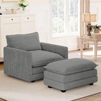 ROWHY Single Armchair with Ottoman, Modern Corduroy Cloud Couch with by ROWHY