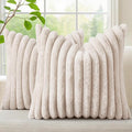 decorUhome Fall Faux Fur Throw Pillow Covers 18x18 Set of 2 Beige | Decorative by decorUhome