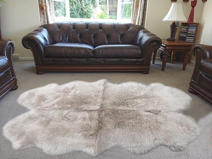 HUAHOO Premium Genuine Sheepskin Rug Linen Real Australia Sheepskin Natural - Image 2