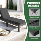 2 Pcs Chaise Lounge Cushions Outdoor Set of 2, Outdoor Chaise Cushion - Image 6
