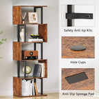 Furologee 6 Tier Bookshelf, Tall S Shaped Geometric Bookcase, Modern Display - Image 5