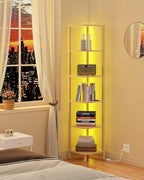 TUTOTAK Corner Shelf with LED Light, 6-Tier Corner Bookshelf - Image 4