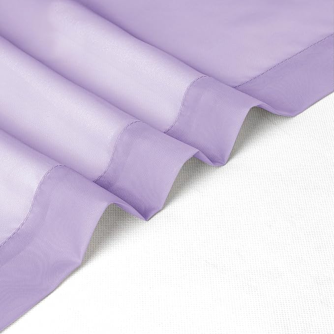 Chyhomenyc Sheer Curtains 63 Inch Length 2 Panels, Lilac | Light Filtering - Image 9