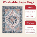 SERISSA 5x7 Washable Non Slip Boho Area Rug - Image 2