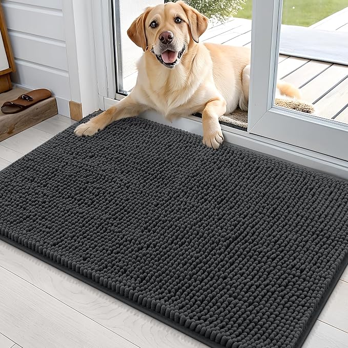 OLANLY Dog Door Mat for Muddy Paws 36x24, Super Absorbent Chenille Mud Mat | by OLANLY