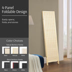Roundhill Furniture Inkwell 4-Panel Bamboo Room Divider, Folding Portable - Image 3