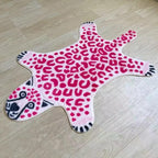 Huichenxing2021FURSTORE Pink Faux Cowhide Leopard Non-Slip Rug 3.3x2.95ft | - Image 4