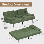 Flamaker Futon Sofa Bed Corduroy Folding Couch Adjustable Sleeper Sofa Bed - Image 3
