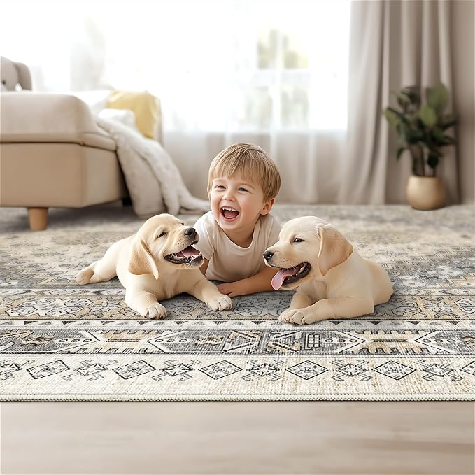 4x6 Area Rugs for Living Room, Non Slip Rugs for Bedroom, Low Pile Soft - Image 9