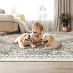 3x5 Washable Area Rug for Entryway Non Slip Kitchen Rugs, Floral Soft Living - Image 9