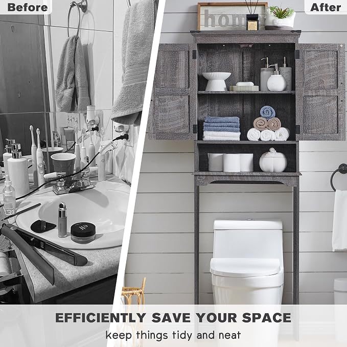 ACCOHOHO Over The Toilet Storage Cabinet, Farmhouse Bathroom Cabinet - Image 4