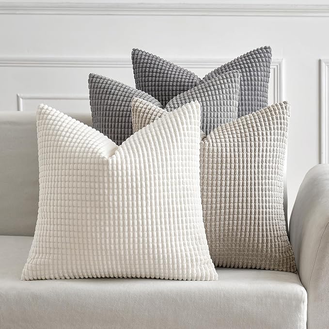MIULEE Timeless Neutral Pillow Covers 18x18 Inch Set of 4 Mid Century Modern by MIULEE