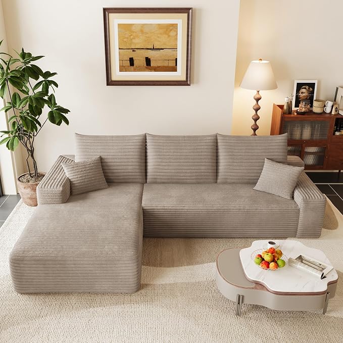 95" Cloud Sectional Couch with L-Shape Chaise, Modular Comfy Sofa Chaise Longue - Image 6